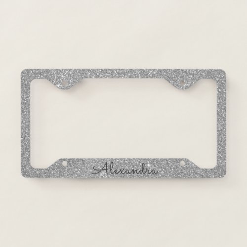 Luxury Silver Glitter and Sparkle Monogram License Plate Frame