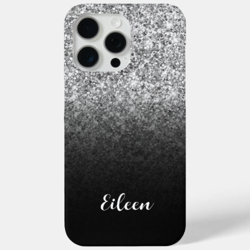 Luxury Silver Glitter Black Gradient iPhone 15 Pro Max Case