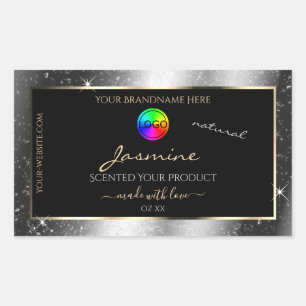 Luxury Silver Glitter Frame Product Label and Logo