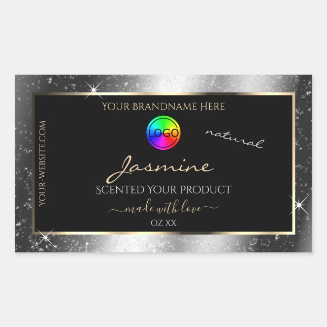 Luxury Silver Glitter Frame Product Label and Logo (Front)