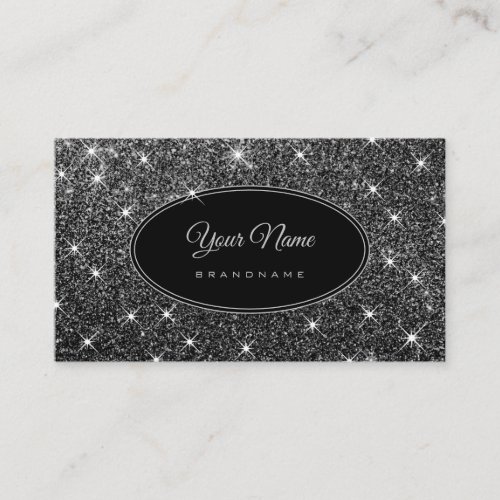 Luxury Silver Glitter Glam Luminous Stars Elegant Business Card