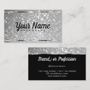 Luxury Silver Glitter Luminous Stars Elegant Shiny Business Card