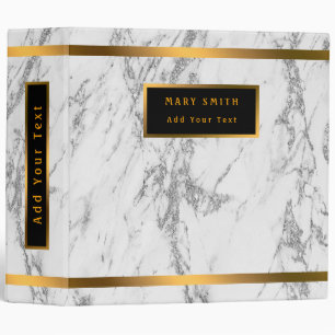 Luxury Silver Glitter Marble Customize 3 Ring Binder