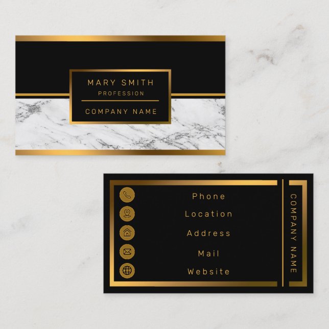 Luxury Silver Glitter Marble Customize Business Card (Front/Back)