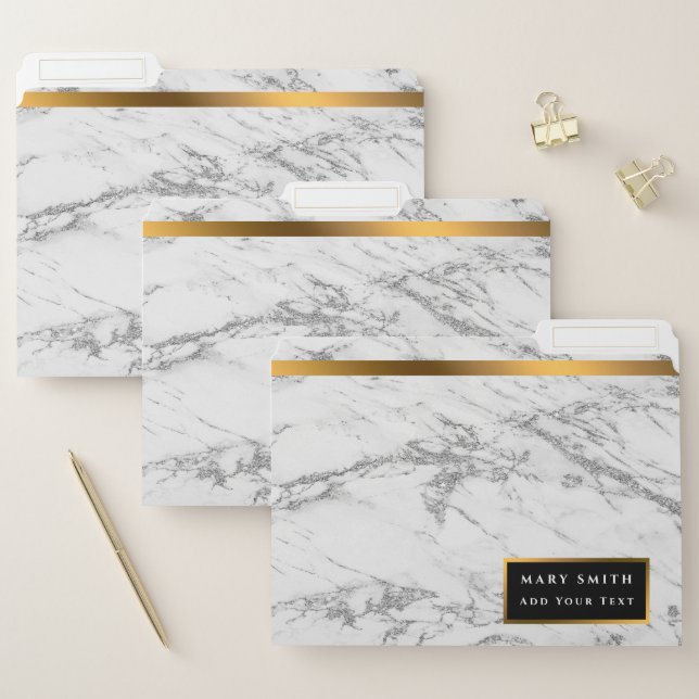 Luxury Silver Glitter Marble Customize File Folder (Set)