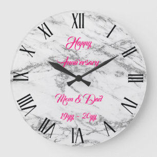 Luxury Silver Glitter Marble Customize Large Clock