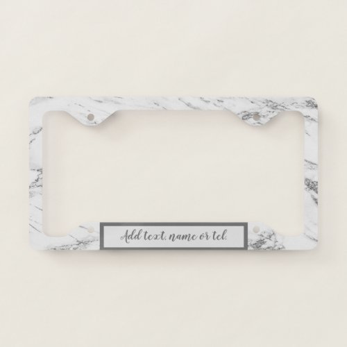 Luxury Silver Glitter Marble Customize License Plate Frame
