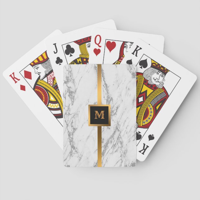 Luxury Silver Glitter Marble Customize Poker Cards (Back)