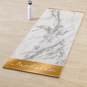 Luxury Silver Glitter Marble Customize Yoga Mat