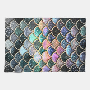 Luxury silver Glitter Mermaid Scales Kitchen Towel