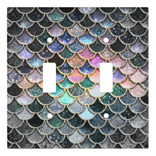 Luxury silver Glitter Mermaid Scales Light Switch Cover