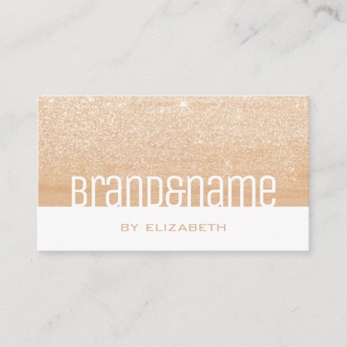 Luxury Silver Glitter Rain Peach Orange White Glam Business Card
