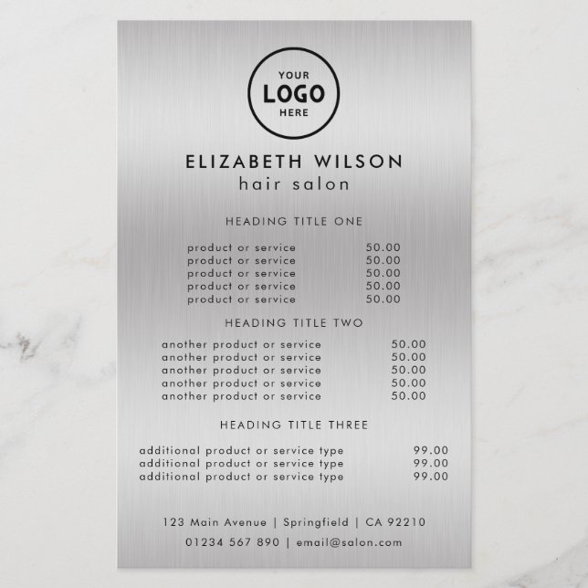 Luxury Silver Glitter Salon Supplies Flyer (Front)