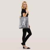 Luxury Silver Glitter Sparkle Elegant Monogram Tote Bag (On Model)