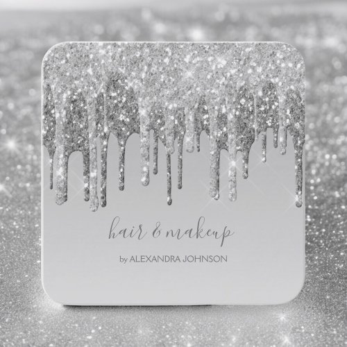 Luxury Silver Glitter Sparkle Hair Makeup Business Card