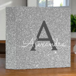Luxury Silver Glitter & Sparkle Monogram 3 Ring Binder<br><div class="desc">Luxury Silver Faux Glitter and Sparkle Elegant Binder. These Binders can be customized to include your initial and first name.</div>