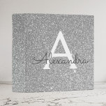 Luxury Silver Glitter & Sparkle Monogram 3 Ring Binder<br><div class="desc">Luxury Silver Faux Glitter and Sparkle Elegant Binder. These Binders can be customized to include your initial and first name.</div>