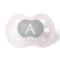 Luxury Silver Glitter & Sparkle Monogram Baby Pacifier
