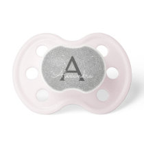 Luxury Silver Glitter & Sparkle Monogram Baby Pacifier
