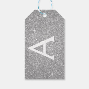 Luxury Silver Glitter & Sparkle Monogram Gift Tags