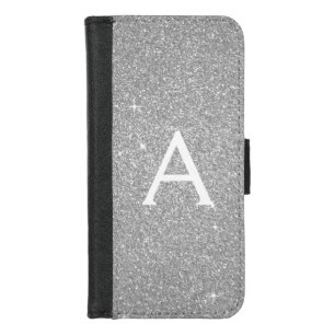 Luxury Silver Glitter & Sparkle Monogram iPhone 8/7 Wallet Case