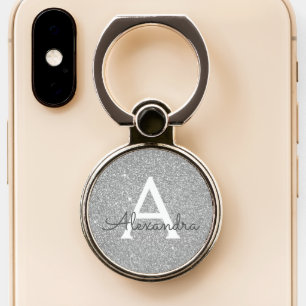 Luxury Silver Glitter Sparkle Monogram Phone Ring Stand