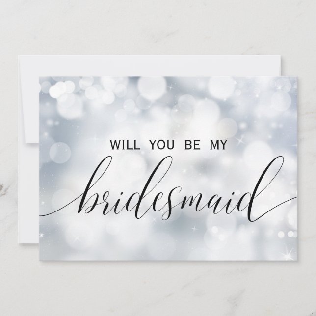 Luxury Silver  Glitter  Will You Be My Bridesmaid Invitation (Front)