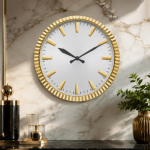 Luxury Silver & Gold Elegant Minimalist Large Clock