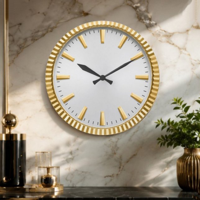 Luxury Silver & Gold Elegant Minimalist  Large Clock (Creator Uploaded)