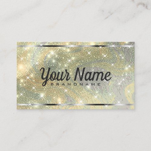 Luxury Silver Gold Marbled Glitter Shiny Stars Business Card