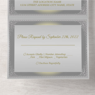Luxury silver gold ornate border all in one invitation