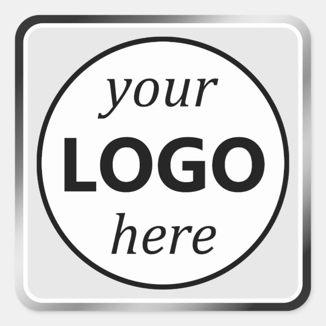 Luxury Silver Gray Color Gradient Your Logo Here Square Sticker (Front)