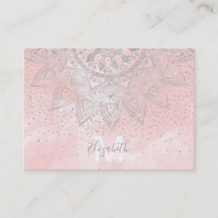 Luxury silver gray mandala confetti design business card