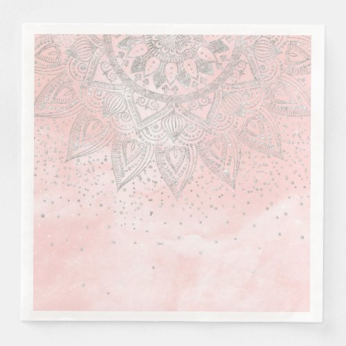 Luxury silver gray mandala confetti design paper dinner napkins