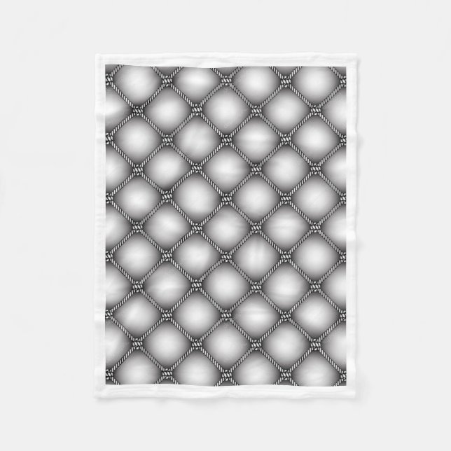 Luxury Silver Gray Tufted Quilted Pattern Fleece B Blanket (Front)