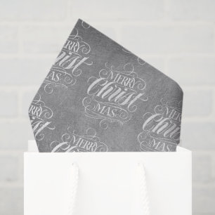 Luxury Silver Merry Christmas Christian Script Tissue Paper