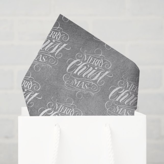Luxury Silver Merry Christmas Christian Script Tissue Paper (Gift Bag)
