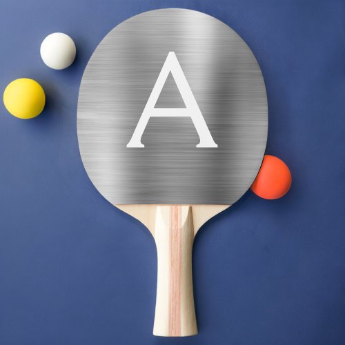 Luxury Silver Metallic Foil Monogram Ping Pong Paddle