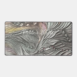 Luxury Silver Metallic Leaves desk mat