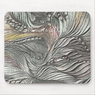 Luxury Silver Metallic Leaves mouse pad