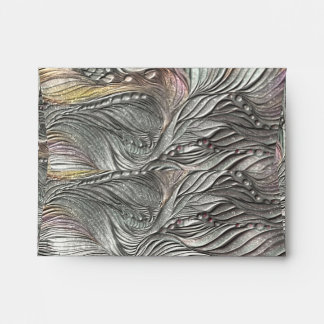 Luxury Silver Metallic Leaves note card Envelope