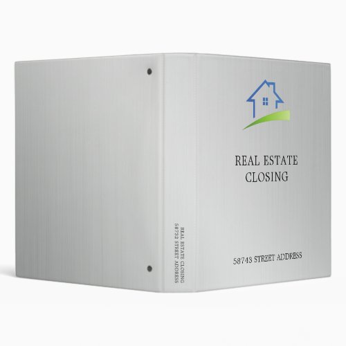 Luxury Silver Metallic Real Estate Agent Business 3 Ring Binder
