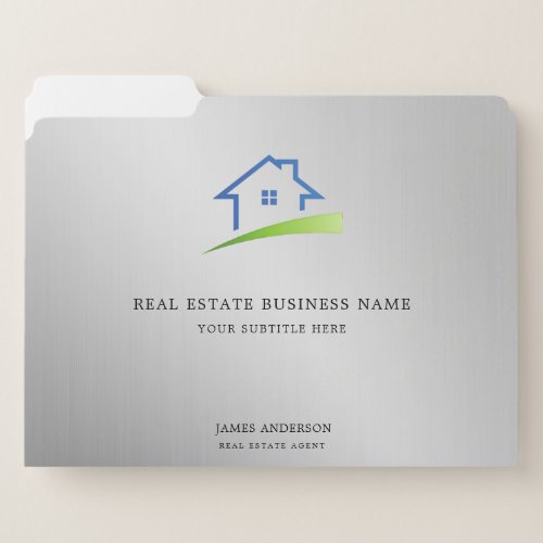 Luxury Silver Metallic Real Estate Agent Business File Folder