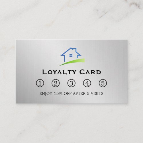 Luxury Silver Metallic Real Estate Agent Business Loyalty Card