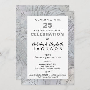 Luxury Silver on Pearl 25th Anniversary Party Invitation