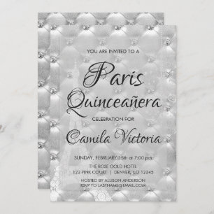 Luxury Silver Paris Quinceañera Celebration Invitation
