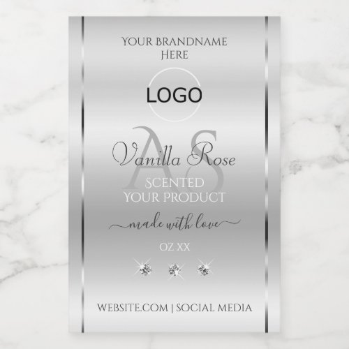 Luxury Silver Product Label Diamonds Monogram Logo