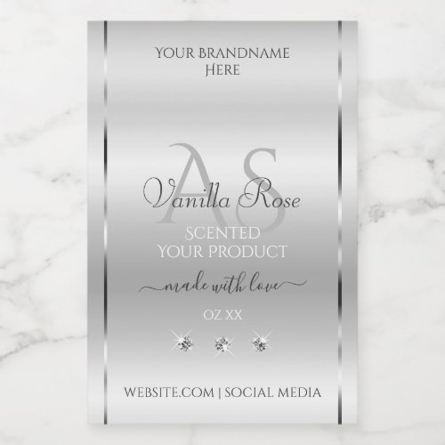 Luxury Silver Product Labels Diamonds and Monogram