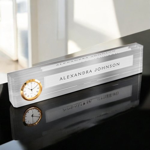 Luxury Silver Professional Business Modern Desk Name Plate