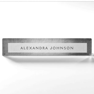 Luxury Silver Professional Foil Modern Desk Name Plate
